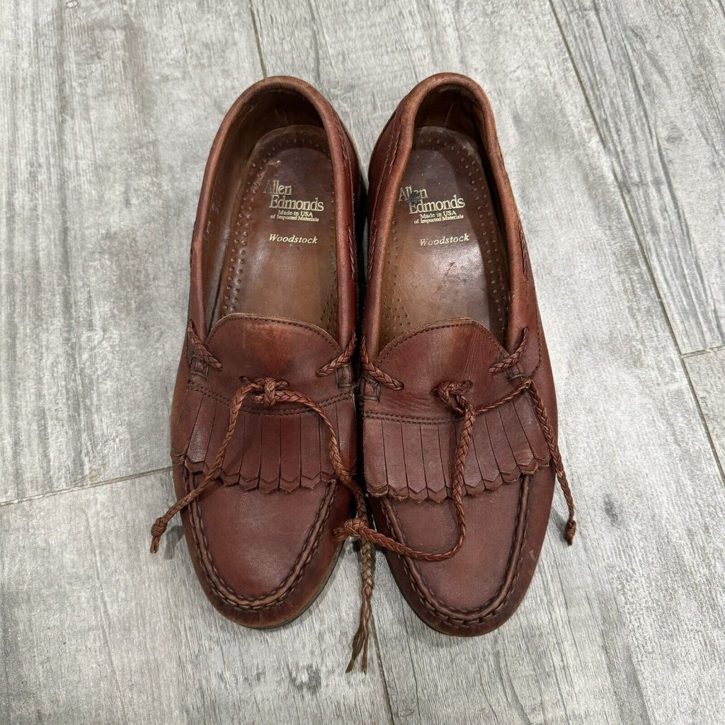 Allen Edmonds Woodstock Loafer Tassel Black Brown Leather 9.5 D Good Shape